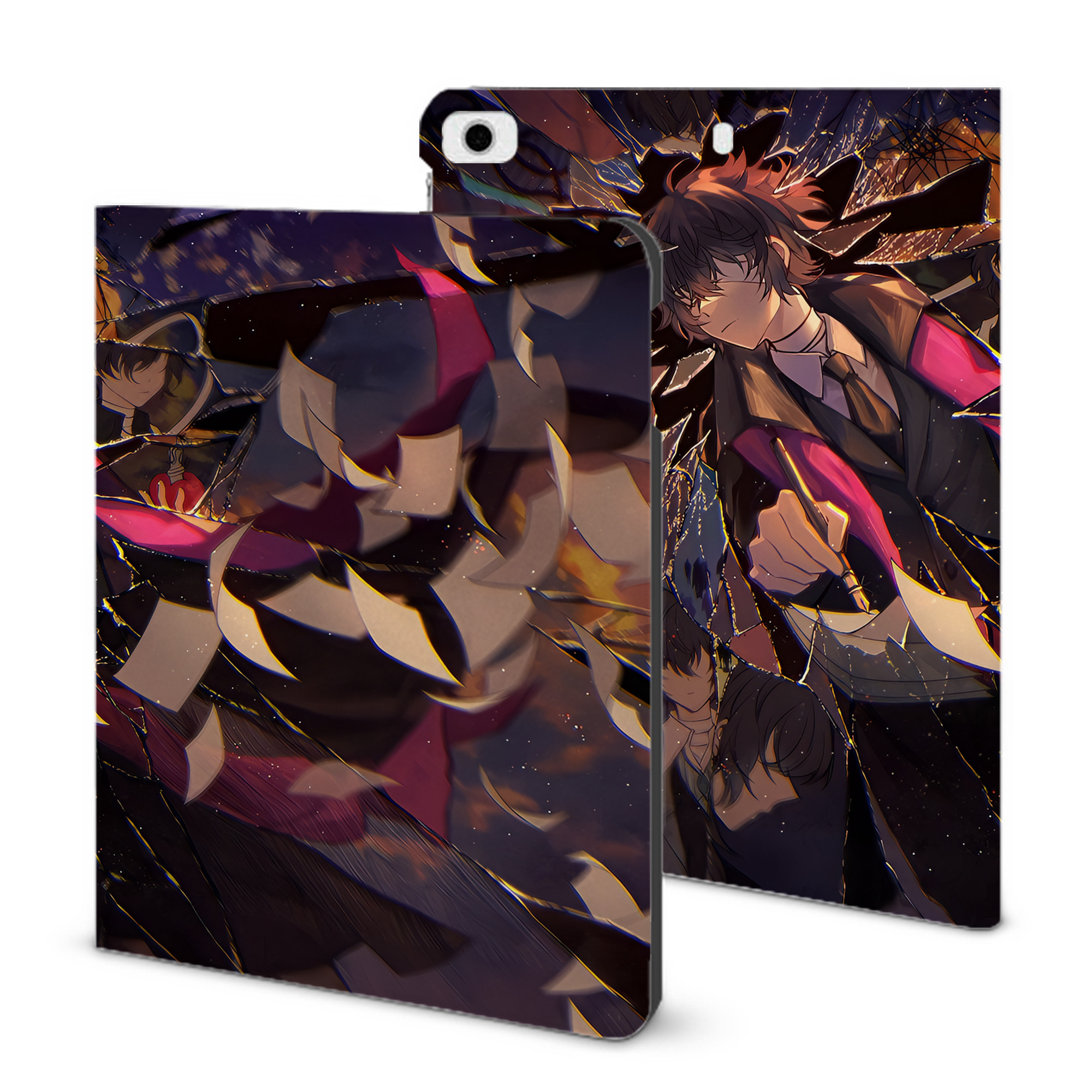（画像用） 文豪ストレイドッグス Bungo Stray Dogs IPad ケース ブック型 PUレザー TPU 耐衝撃 軽量 薄型 ペン収納なし 全面保護 IPad 各モデル対応